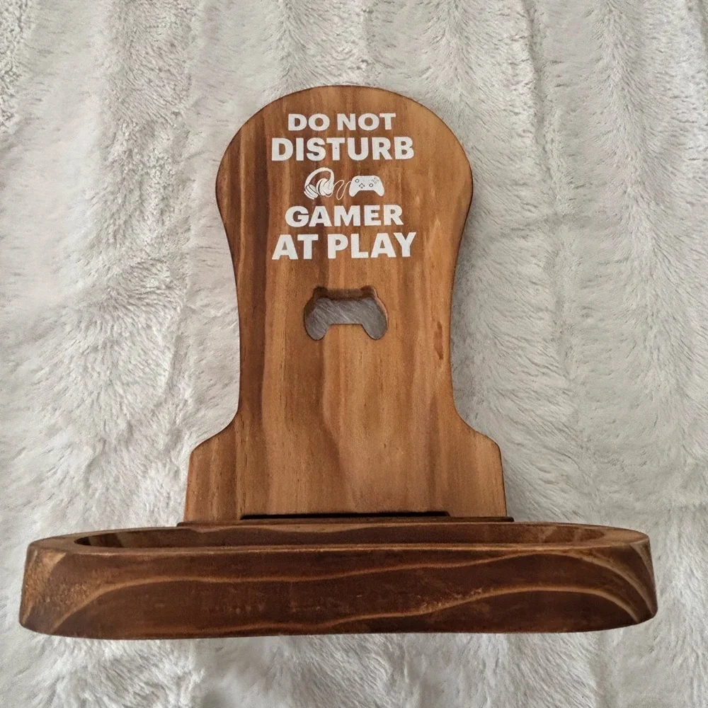Wood video gamer controller holder stand